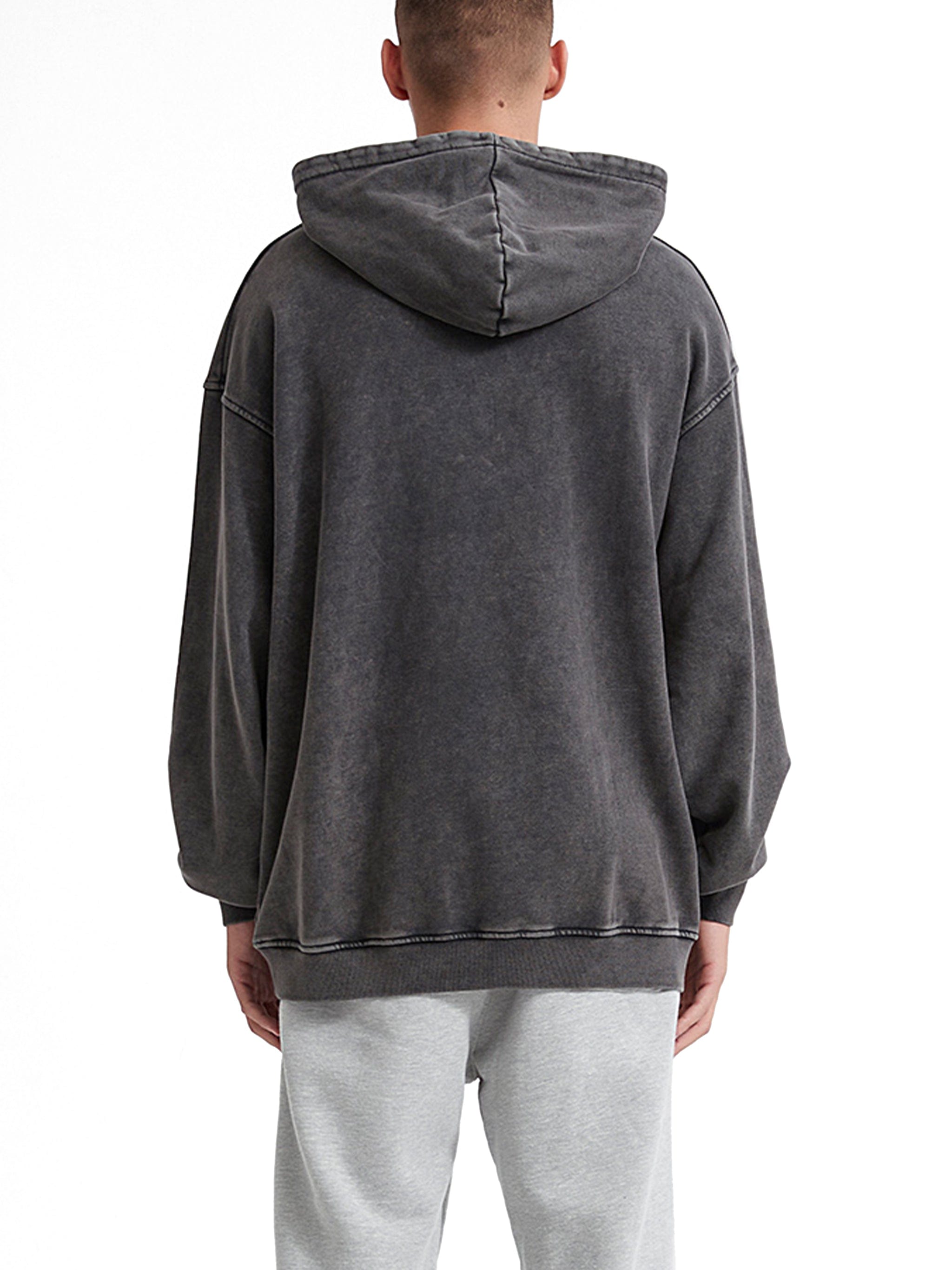 Graymatter limited edition white logo hoodie back view.